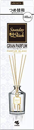 まるで香水のような 部屋の芳香剤 サワデー香るスティック グラン パルファム ブラン 広い空間に大きめサイズ 詰め替え用 140ml 小林製