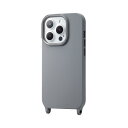 エレコム iPhone15 Pro ケース ショルダー ストラップホール付き 首掛け 肩掛け シリコン 起毛素材 ポリカーボネート 3層構造 [