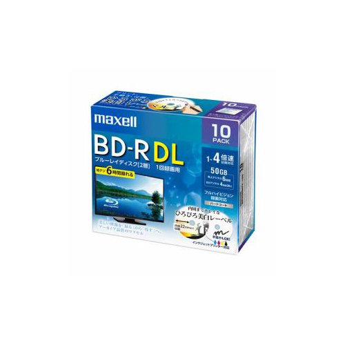 マクセル(maxell) maxell 録画用 BD-R DL 標準260分 4倍速 ワイドプリンタブルホワイト 10枚パック BRV50WPE