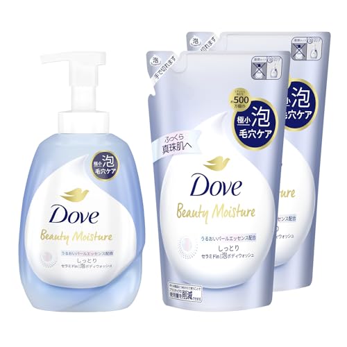 Dove(ダヴ) ビューティーモイスチャー 泡ボディウォッシュ しっとり 本体(ポンプ)+詰め替え用 540g+430gx2個 ボディソープ Dove(ダヴ) ビューティーモイスチャー 泡ボディウォッシュ しっとり 本体(ポンプ)+詰め替え用 540g+430gx2個 ボディソープ