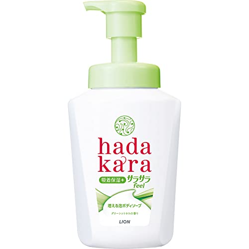 ・ホワイト・グリーン 530ml サラサラfeelタイプ増える泡ボディーソープ ・サイズ:530ml・原産国:日本・内容量:530ml・スキンタイプ:ノーマル・原材料: 水、PG、ラウリン酸、グリセリン、ミリスチン酸、水酸化K、パルミチン酸、ラウラミドプロピルベタイン、フェノキシエタノール、PEG-8、エタノールアミン、ポリクオタニウム-6、リン酸K、ステアリン酸、香料、ポリクオタニウム-7、EDTA、ジメチコン、ステアルトリモニウムクロリド、セテス-20説明 商品紹介 ●もこもこ泡成分配合。●濃密泡が洗っている間に増えていくので、手で洗いたい人にも、タオルで洗いたい人にもオススメ。●吸着保湿テクノロジーで洗うたび肌にうるおいを与えながら、肌表面はベタつかず、サラすべ肌に。●香りは爽やかなグリーンシトラスの香り。●子供の肌にも使えます 原材料・成分 水、PG、ラウリン酸、グリセリン、ミリスチン酸、水酸化K、パルミチン酸、ラウラミドプロピルベタイン、フェノキシエタノール、PEG-8、エタノールアミン、ポリクオタニウム-6、リン酸K、ステアリン酸、香料、ポリクオタニウム-7、EDTA、ジメチコン、ステアルトリモニウムクロリド、セテス-20 使用方法 ●使用量は2~5プッシュが目安です。 ●肌をぬらし、手に適量をとってお使いください。 ご注意（免責）必ずお読みください ●肌に傷、はれもの、湿疹等異常のあるときは使用しない。●使用中、赤み、はれ、かゆみ、刺激等の異常が現れたときは使用を中止し、商品を持参し医師に相談する。 ●目に入ったときは、すぐに洗い流す。 ●飲み物ではありません。 ●乳幼児や認知症の方の誤飲等を防ぐため、置き場所に注意する。 ●直接水がかかる状態や、容器を傾けた状態でポンプを押さない。●容器を傾けた状態で保管しない。●必ず使い切ってからつめかえる。