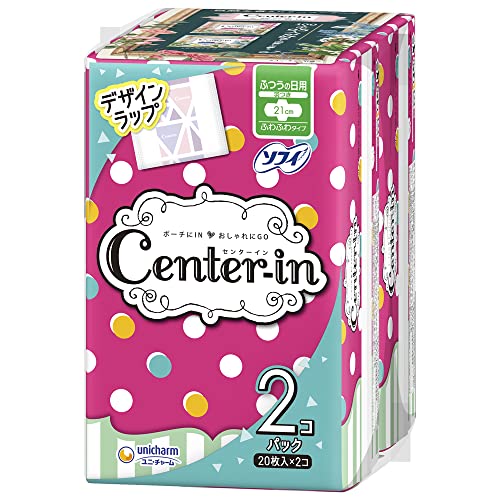 センターイン ふわふわ ふつうの日 羽つき 21cm 20枚×2個〔生理用ナプキン〕