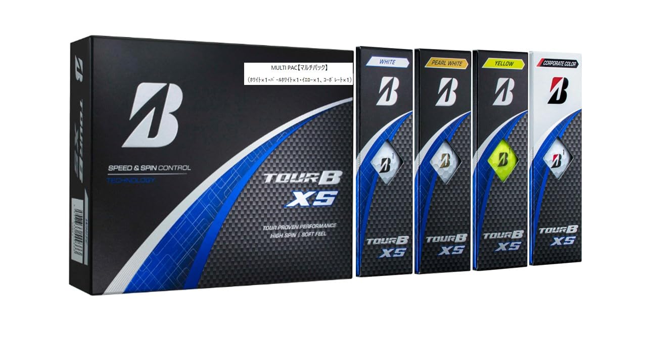 BRIDGESTONE(ブリヂストン)ゴルフボール TOUR B XS 2024年モデル 12球入 マルチカラーパック(ホワイト×3球、パールホ