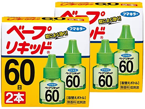 まとめ買いフマキラー ベープ リキッド 蚊取り 殺虫剤 無香料 60日 取替えボトル × 4本 (2本入×2個)