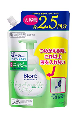 医薬部外品ビオレ マシュマロホイップ 薬用アクネケア つめかえ用 大容量 洗顔 さわやかなグリーンフローラルの香り 330ミリリットル (x 1