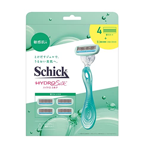 Schick(シック) ハイドロシルク 敏感肌用 コンボパック(ホルダー(刃付き)+替刃4コ) 女性 カミソリ グリーン Schick(シック) ハイドロシルク 敏感肌用 コンボパック(ホルダー(刃付き)+替刃4コ) 女性 カミソリ グリーン