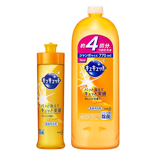 まとめ買いキュキュット 食器用洗剤 オレンジの香り 本体 240ml + 詰め替え 770ml 2個アソート