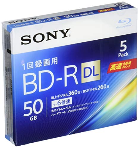 ソニー ブルーレイディスク BD-R DL 50GB (1枚あたり地デジ約6時間) 1回録画用 5枚入り 6倍速ダビング対応 ケース付属 5BN ソニー ブルーレイディスク BD-R DL 50GB (1枚あたり地デジ約6時間) 1回録画用 5枚入り 6倍速ダビング対応 ケース付属 5BN