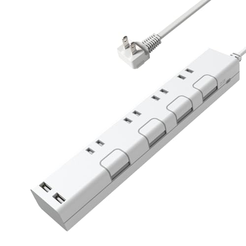 TOPLAND(トップランド) USB 電源タップ AC4個口 USBポート2個口 延長コード 1m 雷ガード 個別スイッチ ほこり防止シャッタ