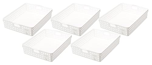 イノマタ化学 ストックバスケットA4 5個組 ホワイト 日本製 9047