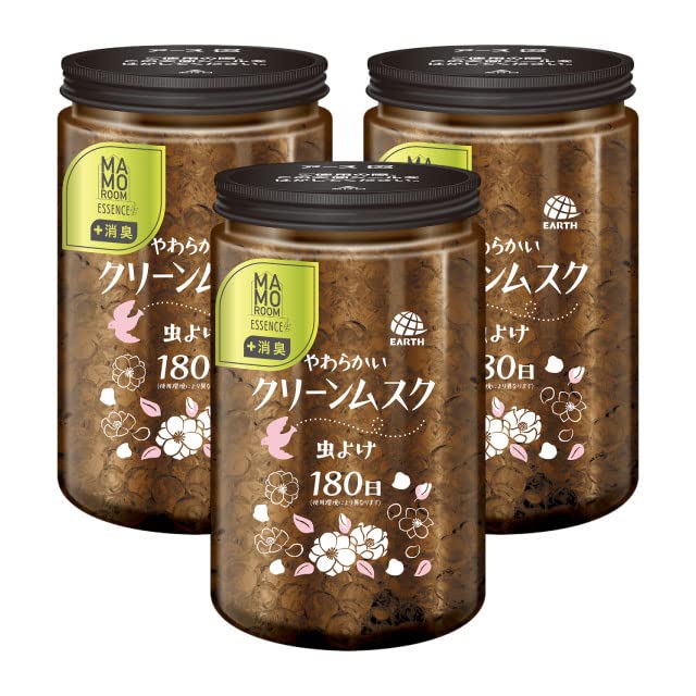 アース製薬 マモルームエッセンス 虫よけパール 180日用 やわらかいクリーンムスク 500g×3本