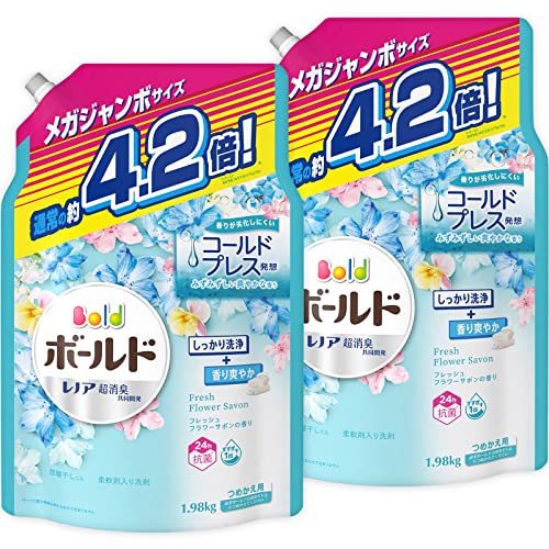 まとめ買い ボールド ジェル 洗濯洗剤 フレッシュフラワーサボン 詰め替え 1980g × 2個