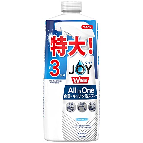 ジョイ W除菌 オールインワン 泡スプレー 食器用洗剤 微香 詰め替え 大容量 約3回分630mL 1 本 ジョイ W除菌 オールインワン 泡スプレー 食器用洗剤 微香 詰め替え 大容量 約3回分630mL 1 本
