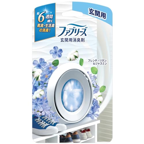 ホワイト/7mL/4902430897327・Size:7mL・パッケージ個数:1・360°消臭テクノロジーが、有効成分を空間中に行き渡らせ、空気の循環が悪い玄関に溜まった生活臭もすっきり消臭します。・6週間使い始めから終わりまで効果が持続(使用状況による)・ボタンを押すだけの簡単設計・コンパクトで狭いスペースにもマッチ(縦8.2cm x 横6.64cm x 奥行3.5cm)商品紹介 ファブリーズ 消臭芳香剤 W消臭 フレンチ・リネン & ジャスミン 玄関用 玄関の生活臭を徹底消臭 360 ° 消臭テクノロジーが、有効成分を空間中に行き渡らせます。 空気の循環が悪い玄関に溜まった生活臭もすっきり消臭。 Top サボン・アップル Middle ピーチ・ミュゲ・ローズ Bottom ジャスミン・サンダルウッド ●消臭効果は6週間持続します(使用状況による)。 玄関用 置き型消臭剤 ENTRANCE collection・使用上の注意 使用上の注意 用途以外に使用しない。 子供の手の届かないところに置く。 認知症の方などの誤飲を防ぐため、置き場所に注意する。 ペットの近くに置かない。 火気の付近で使用しない。 使用期間中、本説明書きを保管しておく。 応急処置 もし、誤って口に入れた場合は、すぐに水を飲ませるなどの応急処置をし、医師に相談する。 万一、皮膚についたり、目に入ったりした場合は、すぐに水で充分に洗い流す。