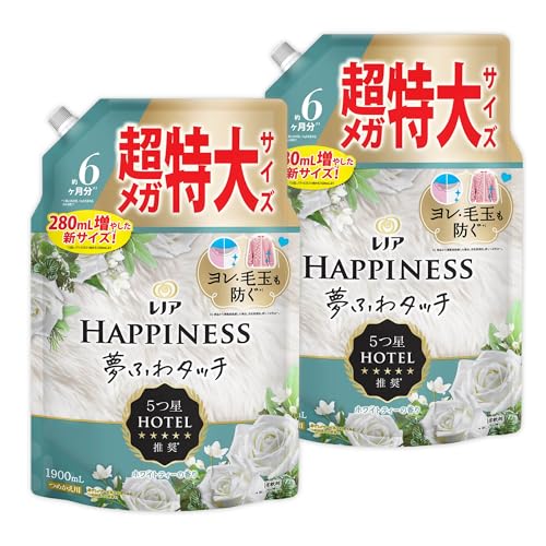 レノア まとめ買い[大容量] ハピネス 夢ふわタッチ 柔軟剤 ホワイトティー 詰め替え 1900mL×2袋