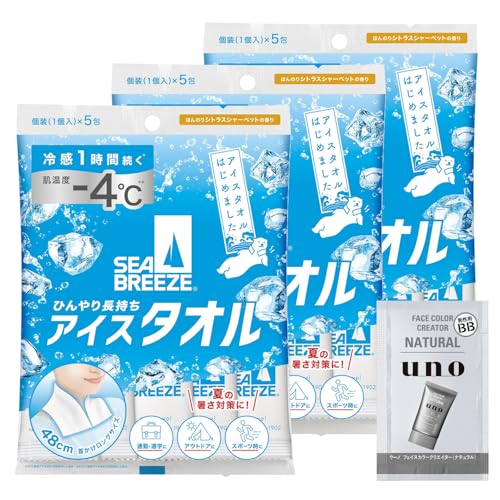 Seabreeze まとめ買いシーブリーズ SEA BREEZE アイスタオル シトラスシャーベット 5枚×3+おまけ 冷却..
