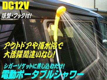 洗車・キャンプ・海水浴に!携帯型電動ポータブルシャワー/12vシガーソケットOK