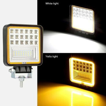 12v 24v 兼用 / 2個セット 広角 防水 45w 白色 黄色 2色発光 LED エンジェルアイ ワークライト / 作業灯 投光器 フォグランプ / 船舶 レッカー トラック