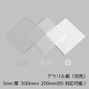 アクリル板 5mm厚 300mm×200mm 1枚【透明/白/乳半】【国産アクリル板(切売）】【メール便対応可能】