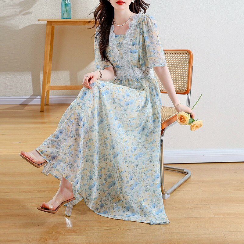 ワンピース ロング 夏 プリント マキシワンピース レディース リゾートワンピース レース 切替え 春 きれいめ 半袖 ドレス シャツワンピース 大きいサイズ チュニック 薄手 カジュアル one piece 大人可愛い 体型カバー 着痩せ 上品 スカート フォーマル 洗える 軽く涼しく
