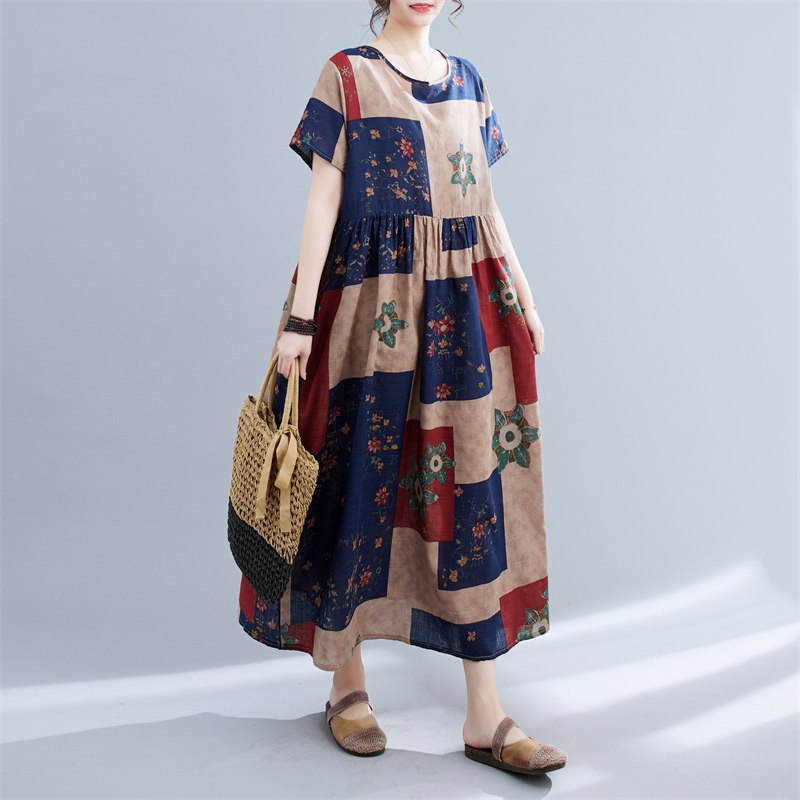 シャツワンピース 半袖 ワンピース チュニック ロングワンピース Aラインワンピース きれいめ カジュアル 花柄 ロング チュニックワンピース 大人可愛い 大きいサイズ レディース 体型カバー 着痩せ 上品 大人 夏 春 春服 20代 30代 40代50代 60代