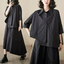 シャツ 黒シャツ レディース トップス ブラウス 半端袖 無地 ロングシャツ 大人可愛い ミドル ドロップショルダーシャツ トップス Tシャツ チュニック 洗え...