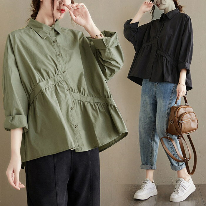 シャツ 長袖 レディース トップス ブラウス 大きいサイズ ロングシャツ 夏 Tシャツ カットソー ビッグシルエット ビッグカラーシャツ 無地 チュニック プルオーバー 体型カバー ゆったり ミドル丈 通勤 テールライン ロング 着痩せ 春 オフィスカジュアル 大人カジュアル