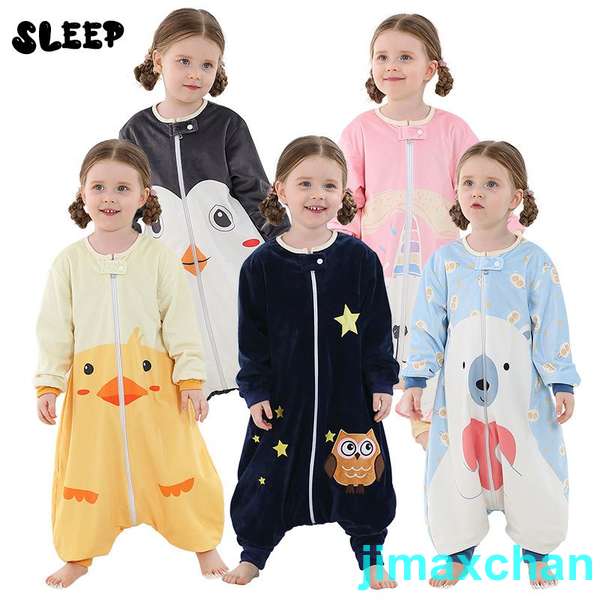 新生活 パジャマ キッズ キッズスリーパー ルームウェア 秋 冬 寝袋パジャマ 男の子 女の子 S M L 長袖 暖か 優しい着心地 防寒 保温 オールインワン...