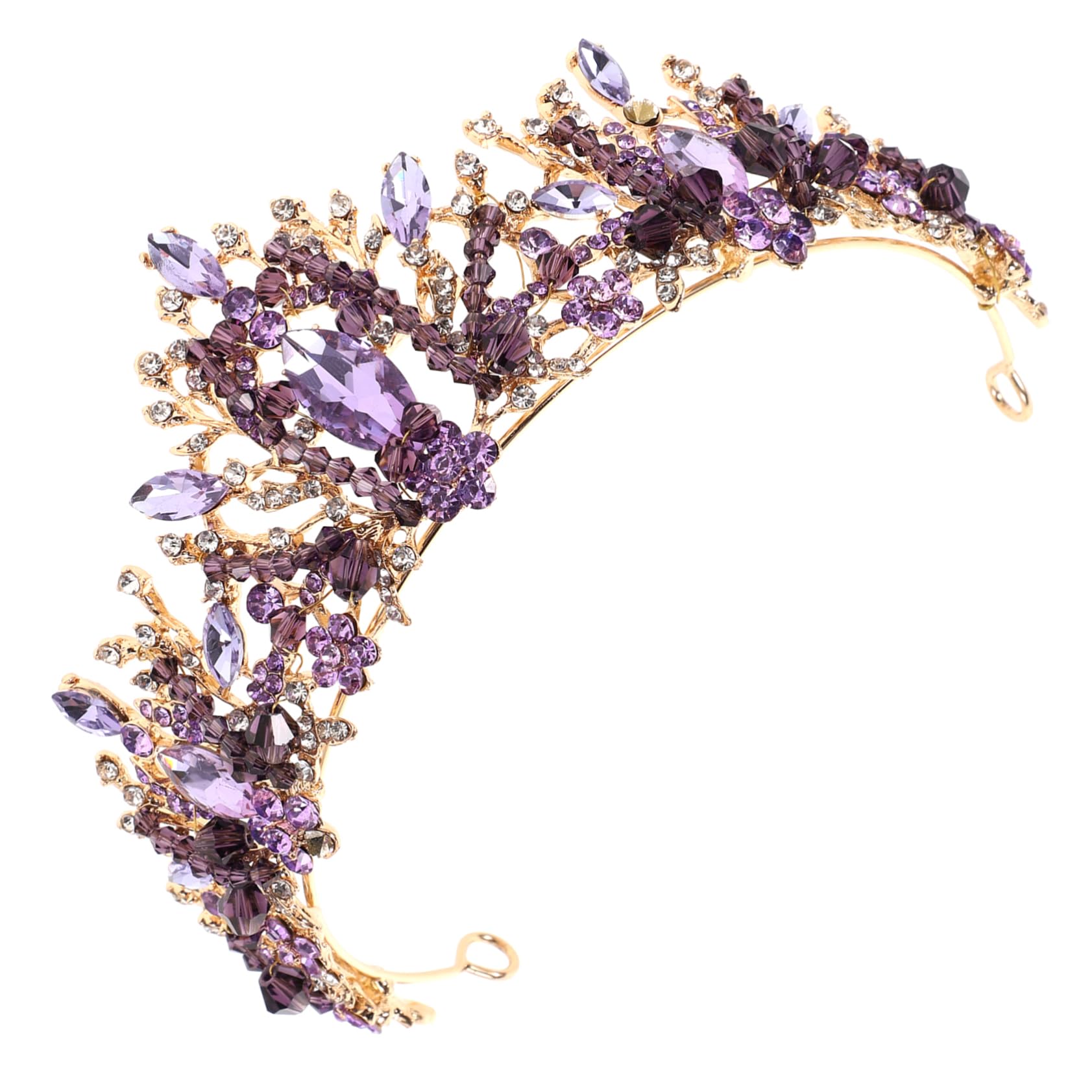 1個 パープル クラウン ベール ヘアアクセサリー 女王のティアラ 花嫁 バイオレット 人魚の王冠 ライラ..