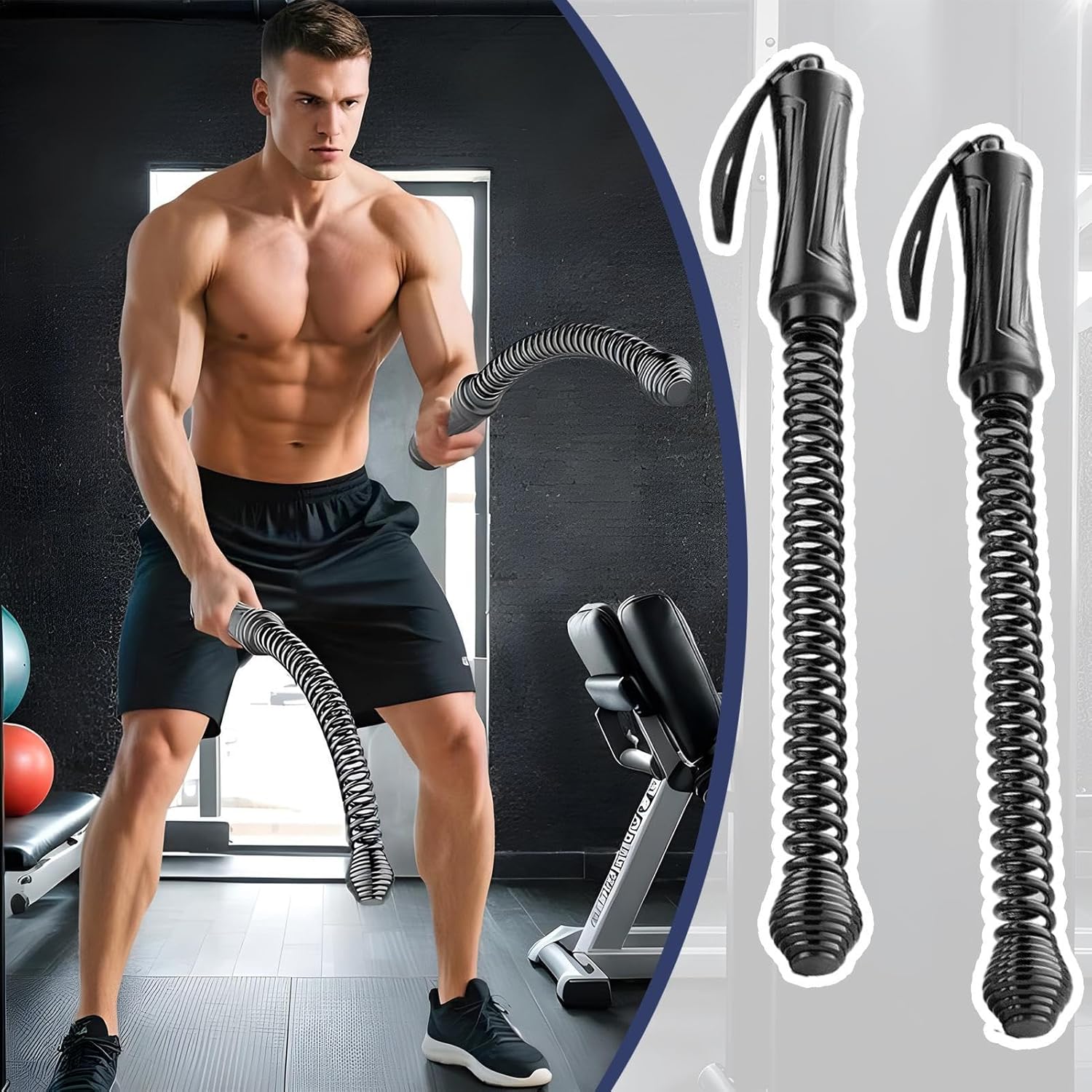 ロープレスバトルロープ 2セット バトルロープ 自宅用 筋トレグッズ トレーニング器具 フィットネスロ..