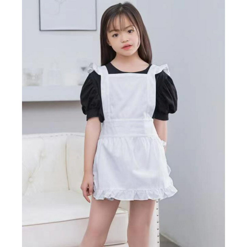 コットンエプロン 子供エプロン おしゃれ 女の子エプロン 動きやすい レディース コットン フリル 子供 小学生 肩掛け H型 幼稚園 学校用 家庭用 キッチン...