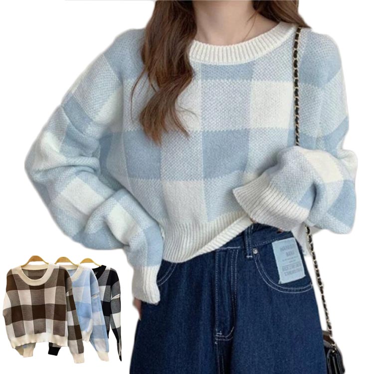 送料無料ニットレディーストップス韓...