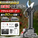 剪定ばさみ電動 電動ハサミ ブラシレスモーター 小型軽量 開き口50mm充電 開き角度調整可能 庭 園芸用 果樹用 家庭用 枝切り 女性用