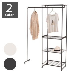 Rakuten - ハンガー付きラック【送料無料】【ハンガーラック MIP-66】キャスター付きスチールラック 幅67cm〜152cm ガタつかないアジャスター付き