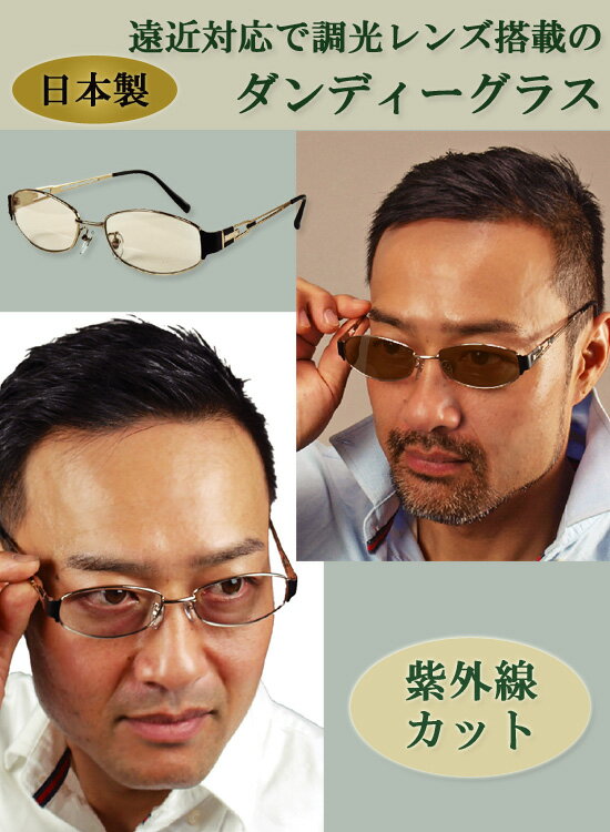 ＼ページ限定・マジッククロス付／　ダンディーグラス 調光レンズ搭載 オールタイムリーディンググラス 【送料無料・代引料無料】 ［老眼鏡 サングラス 遠近 リーディンググラス]