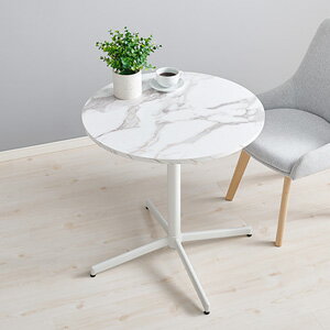 カフェテーブル 円形 直径65 LT-4931 白いカフェテーブル　LT-4931 リアルな大理石調やモダンな単色タイプまで、お部屋の雰囲気に合わせてお選び頂ける、3タイプのホワイトテーブルをご用意しました！天板は、耐久性が高いメラミン樹脂...