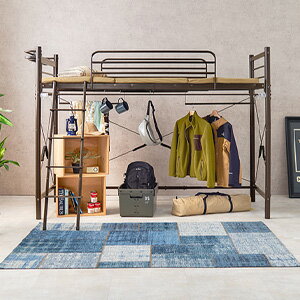 ＼ページ限定・マジッククロス付／　カーテンを取り付けられるロフトベッド KH-3691 高さ159