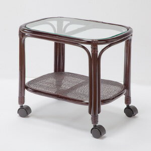 ＼ページ限定・マジッククロス付／　天然籐サイドテーブル キャスター付き