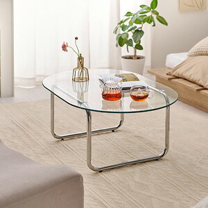 Glass - ＼ページ限定・マジッククロス付／　ガラステーブル 楕円形 90×60 BT-8662