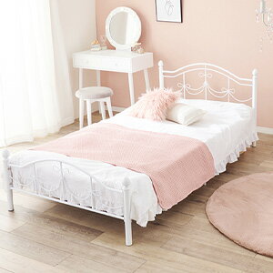 乐天商城 - リボンモチーフ シングルベッド ポケットコイルマットレス付 KH-3099S3302