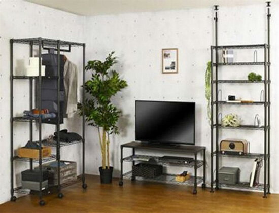 幅101×奥行41×高さ52 キャスター付き 【送料無料】【ルミナスノワールTV台3段110W NO1152-3】 TV台 スチールラック 頑丈 ルミナス オープンラック テレビラック TVラック