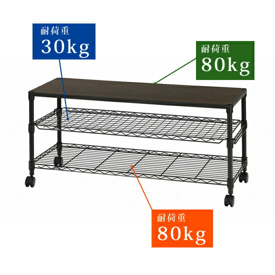 幅101×奥行41×高さ52 キャスター付き 【送料無料】【ルミナスノワールTV台3段110W NO1152-3】 TV台 スチールラック 頑丈 ルミナス オープンラック テレビラック TVラック [2]