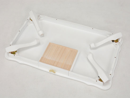 猫脚センターテーブル 【送料無料】【折れ脚テーブル 幅100 MT-6041WH】 収納付き折りたたみテーブル お姫様家具 猫脚家具 エレガント 引出し収納付 [3]