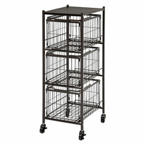 ランドリーチェストスリム 【送料無料】【3段ランドリーラック 幅38 KR-3675】 隙間収納チェスト 洗濯カゴ バスケット ランドリーラック オシャレ かわいい 水回り収納