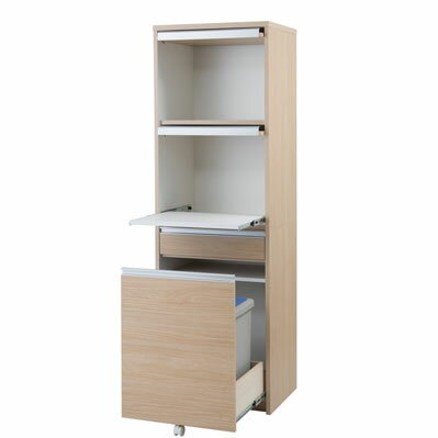 Rakuten - 2分別ダストボックス 【送料無料】完成品【MOCA 幅57.5 レンジハイタイプ マリンナチュラル ir-0014】 隠すキッチン収納シリーズ レンジボード レンジ台 キッチンカウンター