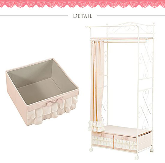 ＼ページ限定・マジッククロス付／　【送料無料】【ハンガーラック ピンク カーテン付き KHR-3162PI】スチール製ハンガーラック コートハンガー カーテン付き