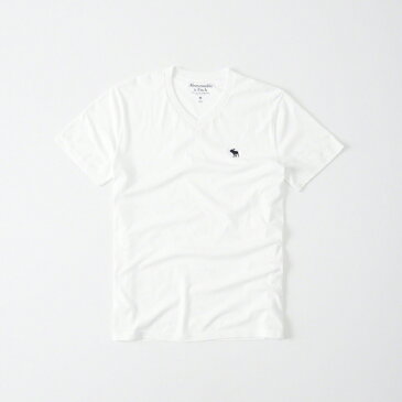 ◆【送料無料】【新品】アバクロ【Mensメンズ】VネックTシャツ(半袖)/White【Icon V-Neck Tee】【Abercrombie&Fitch】【本物保証】