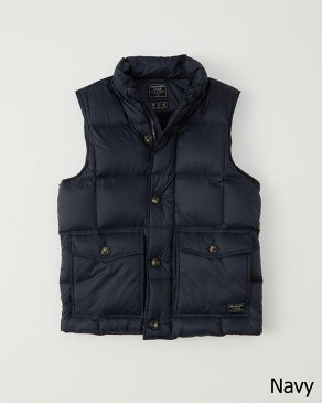 ◆【送料無料】【新品】アバクロ【Mensメンズ】フード取り外し可能ダウンベスト/Navy【Down-Filled Puffer Vest 】【Abercrombie&Fitch】【本物保証】