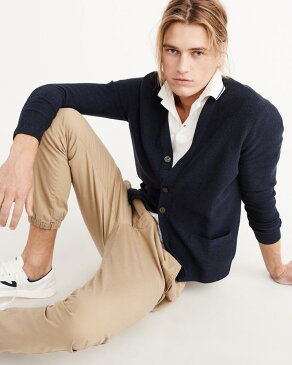 ◆【送料無料】【新品】アバクロ【Mensメンズ】リネンブレンド カーディガン/Navy【Linen Blend Cardigan】【Abercrombie&Fitch】【本物保証】