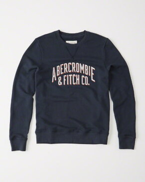 ◆【送料無料】【新品】アバクロ【Mensメンズ】テリークルーネックスウェット/Navy【Terry Crew Sweatshirt】【Abercrombie&Fitch】【本物保証】